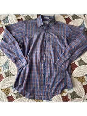 Hathaway vintage western blue plaid button up shirt Size M cowboy spring